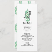 Carte de menu de vacances de mariage de verdure de (Devant / Derrière)
