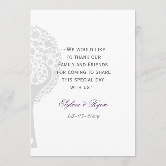 carte de menu des tourterelles pourpres (Dos)