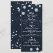 Carte de menu d'événement Denim & Diamonds Glamour (Devant / Derrière)