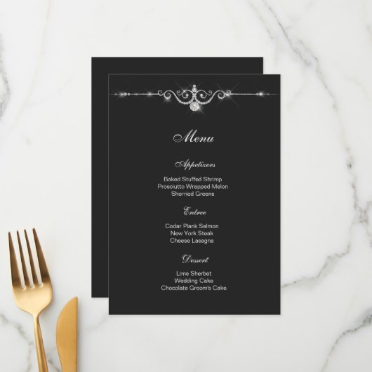 Carte de menu diamant (Devant/Arrière en situation)