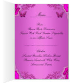 Carte de Menu Dîner Papillon Rose Floral (Intérieur (Droit))