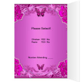 Carte de Menu Dîner Papillon Rose Floral (Intérieur (Gauche))