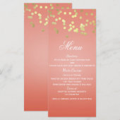 Carte de menu d'invitation chic points corail pêch (Devant / Derrière)