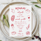 Carte de menu Dolce Vita manuscrite italienne
