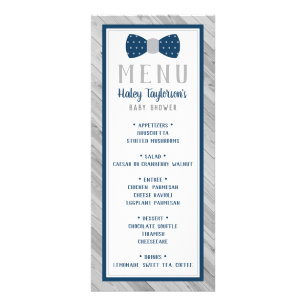 Carte de menu du Baby shower de Cravate de Bow, bl