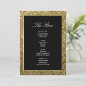Carte de Menu du Bar de Boissons de Mariage Noir e (Debout devant)