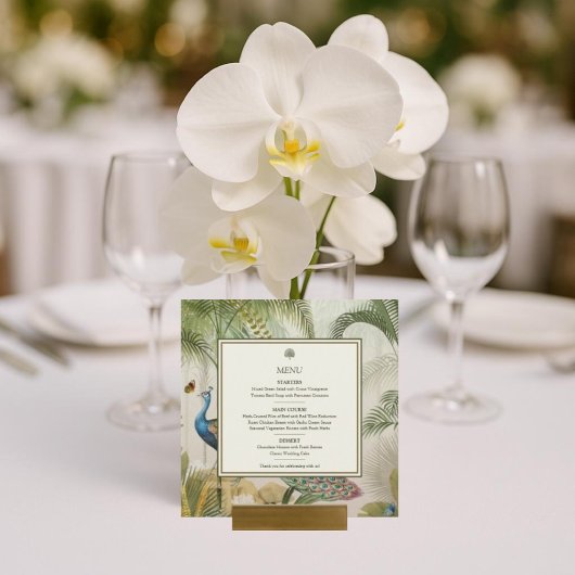 Carte de menu du Carré Tropical Peacock Palm Maria