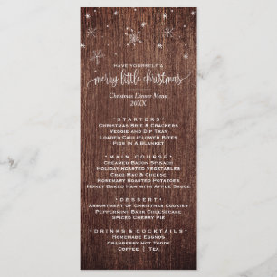 Carte de menu du dîner de Noël de flocon de neige