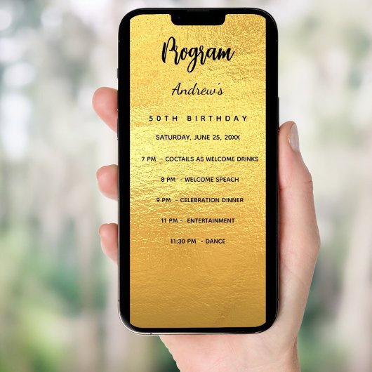 Carte de menu du dîner du programme d'anniversaire