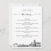 Carte de menu du dîner Mariage Pittsburgh Skyline  (Devant)