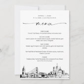 Carte de menu du dîner Mariage San Francisco Skyli (Devant)