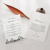 Carte de menu du dîner Mariage San Francisco Skyli