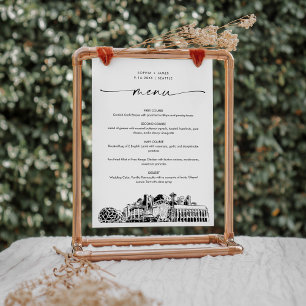 Carte de menu du dîner Mariage Seattle Skyline 5x7