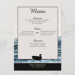 Carte de menu du dîner Wild Duck Lake