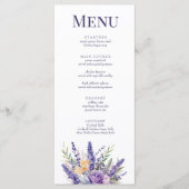 Carte de menu du Fleur sauvage Boho Lilac Watercol (Devant)