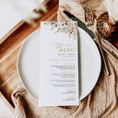 Carte de menu du Jardin Fleur sauvage Boho Fall Ma