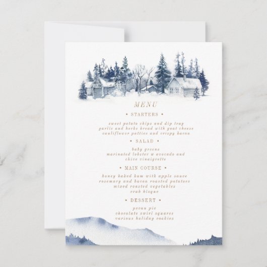 Carte de menu du Mariage Blue Mountain Rustic (Devant)