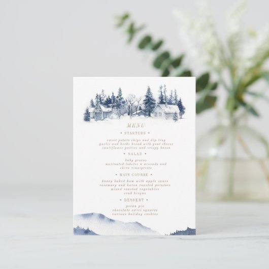 Carte de menu du Mariage Blue Mountain Rustic (Debout devant)