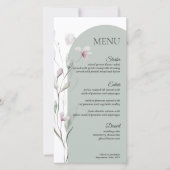 Carte de menu du Mariage botanique 4x8" Watercolor (Devant)