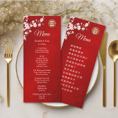 Carte de menu du Mariage chinois rose BILINGUAL