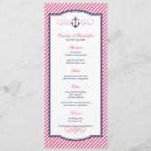Carte de menu du Mariage d'Ancres nautiques Marine (Devant)