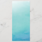 Carte de menu du Mariage d'aquarelle Ombre bleu et (Dos)