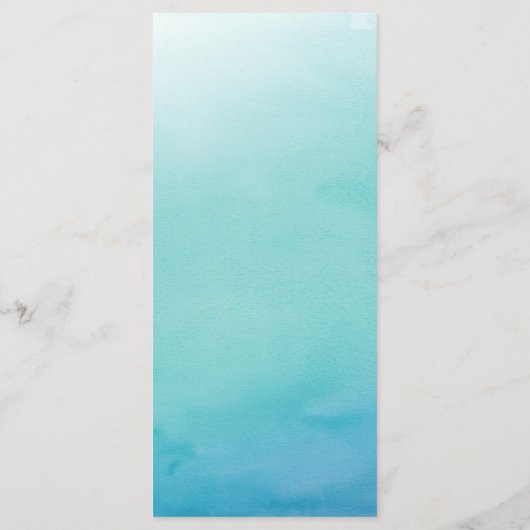 Carte de menu du Mariage d'aquarelle Ombre bleu et (Dos)