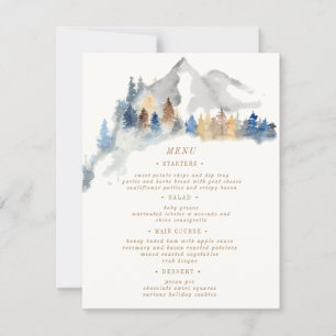 Carte de menu du Mariage d'aquarelle Rustic Mounta