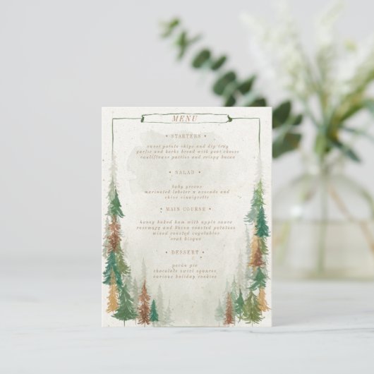 Carte de menu du Mariage d'aquarelle Rustic Mounta (Debout devant)