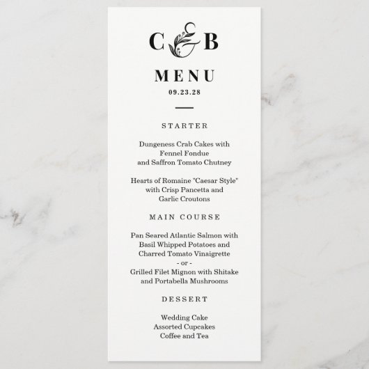 Carte de menu du Mariage de couleur modifiable (Devant)