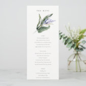 Carte de menu du Mariage de fleurs bleues tropical (Debout devant)