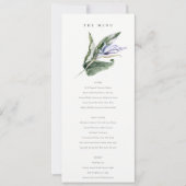 Carte de menu du Mariage de fleurs bleues tropical (Devant)