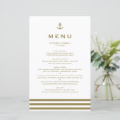 Carte de menu du Mariage de l'Ancre d'or moderne (Debout devant)