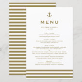 Carte de menu du Mariage de l'Ancre d'or moderne (Devant / Derrière)