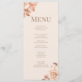 Carte de menu du Mariage de Monogramme Floral Rose (Devant)