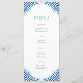 Carte de menu du mariage de motif de clé grecque e (Dos)