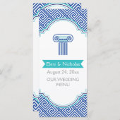 Carte de menu du mariage de motif de clé grecque e (Devant / Derrière)