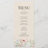 Carte de menu du Mariage de prairie Fleur sauvage  (Devant)