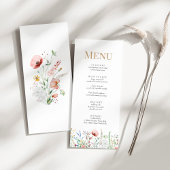 Carte de menu du Mariage de prairie minuscule Fleu