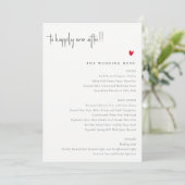 Carte de menu du Mariage de script de coeur rouge (Debout devant)