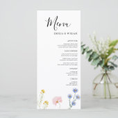 Carte de menu du Mariage du Fleur sauvage botaniqu (Debout devant)