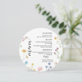 Carte de menu du Mariage du Fleur sauvage botaniqu (Debout devant)