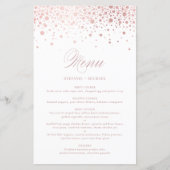 Carte de menu du Mariage Faux Rose Gold Foil Confe (Devant)