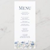 Carte de menu du Mariage Fleur sauvage bleu frança (Devant)