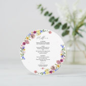 Carte de menu du Mariage Fleur sauvage Boho Circle (Debout devant)