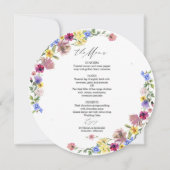 Carte de menu du Mariage Fleur sauvage Boho Circle (Devant)