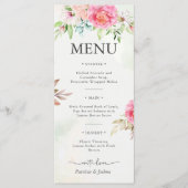 Carte de menu du Mariage Floral Boho Dusty Rose (Devant)
