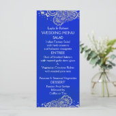 Carte de menu du Mariage indien Royal Blue Silver (Debout devant)