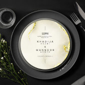 Carte de menu du Mariage islamique en marbre doré