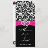 Carte de menu du Mariage noir blanc noir RIBBON IM (Devant / Derrière)